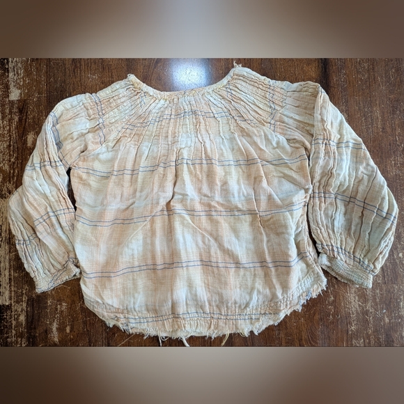 We The Free Boho Top Womens Small Plaid Loose Flowy Oversized Peasant Shirt Used - Picture 8 of 8